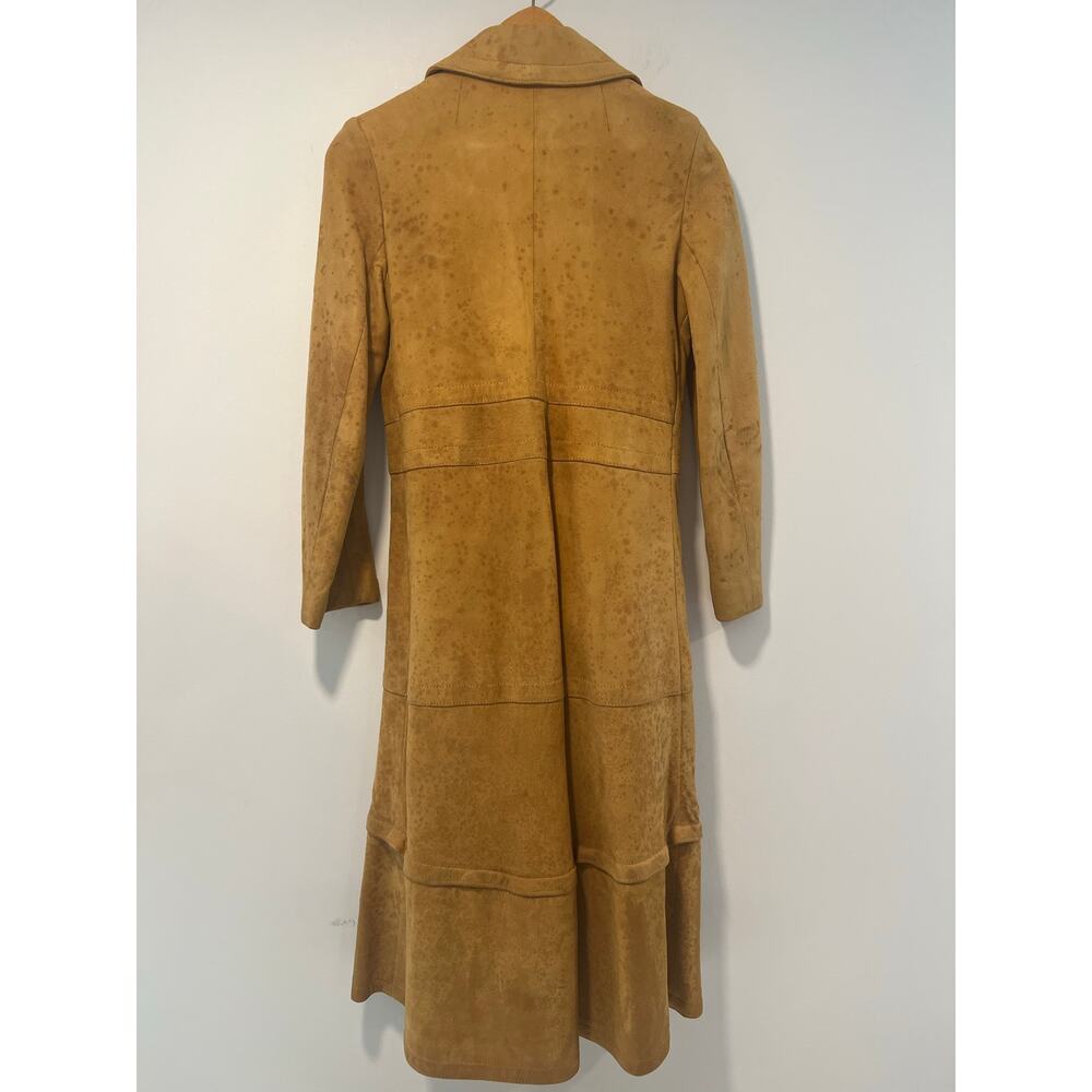 1970s RARE Vintage Leather Patchwork Trench Coat Removable Bottom Small JL - Picture 10 of 16
